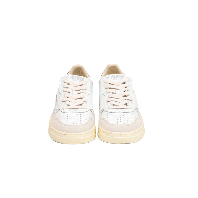 Sneakers Autry- medalist low man leather bianco, beige e verde militare