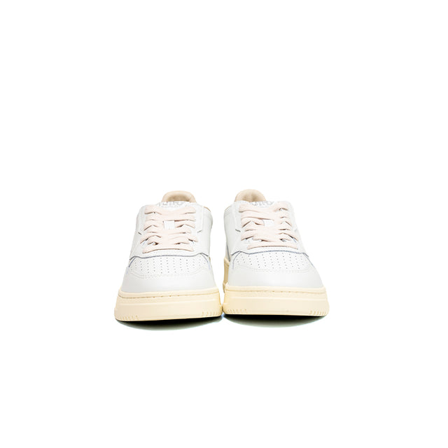 Sneakers Autry- medalist low man leather pelle bianca e suede beige logo A