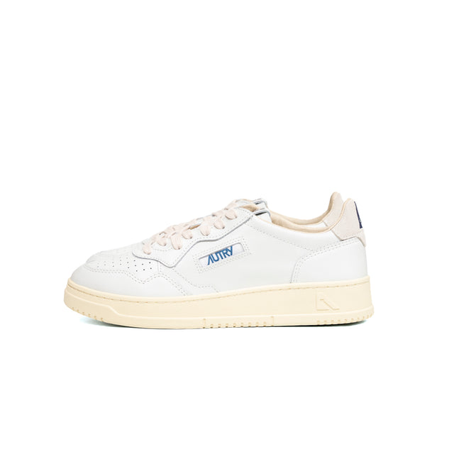 Sneakers Autry- medalist low man leather pelle bianca e suede beige logo A