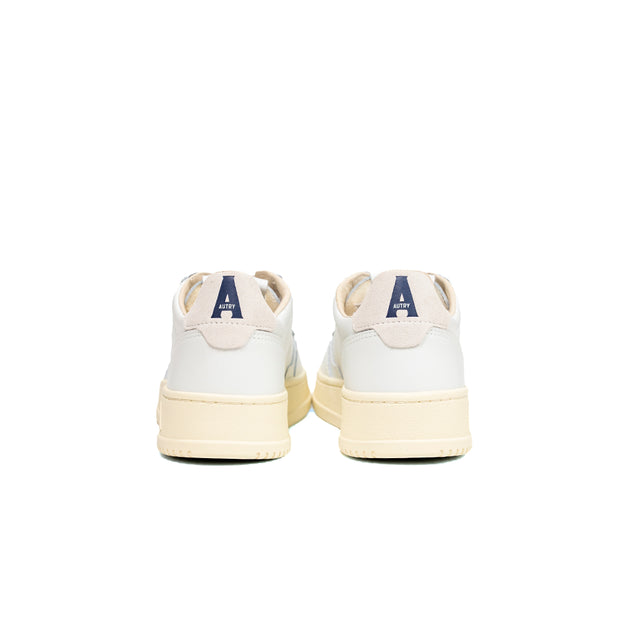 Sneakers Autry- medalist low man leather pelle bianca e suede beige logo A