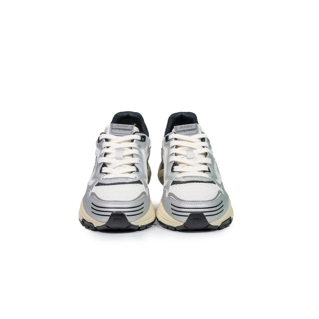 Sneakers Autry - Hyperway woman in pelle sintetica e mesh bianco, argento e nero
