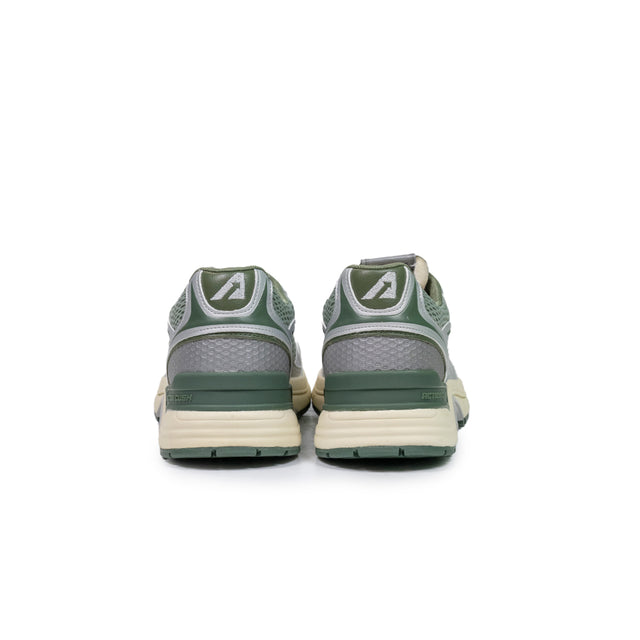 Sneakers Autry - Hyperway low man in pelle sintetica e mesh argento e verde militare