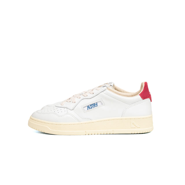 Sneakers Autry- medalist low man leather pelle bianca e suede DEEP CLARET logo A