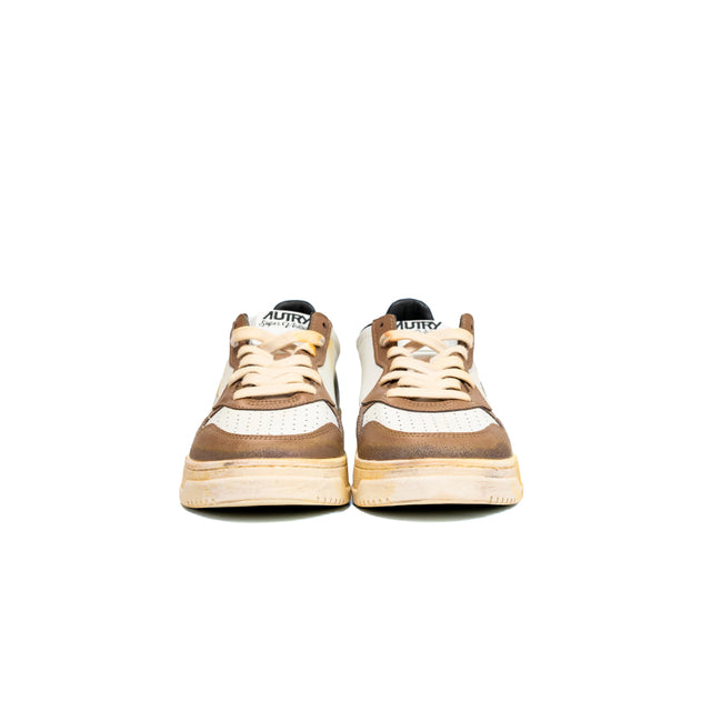 Sneakers Autry- sneakers medalist low super vintage in pelle bianca nera e malt mall