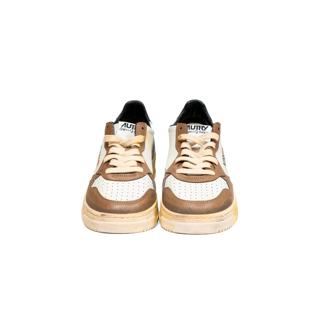 Sneakers Autry- sneakers medalist low super vintage in pelle bianca nera e malt mall