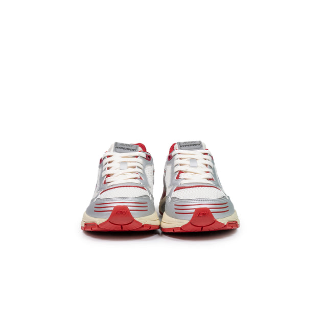 Sneakers Autry - Hyperway low woman in pelle sintetica e mesh argento e rosso