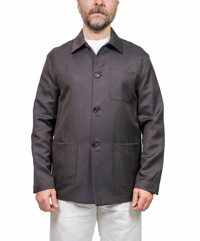 Moorer - Work Giacca lana lino marrone scuro coffee