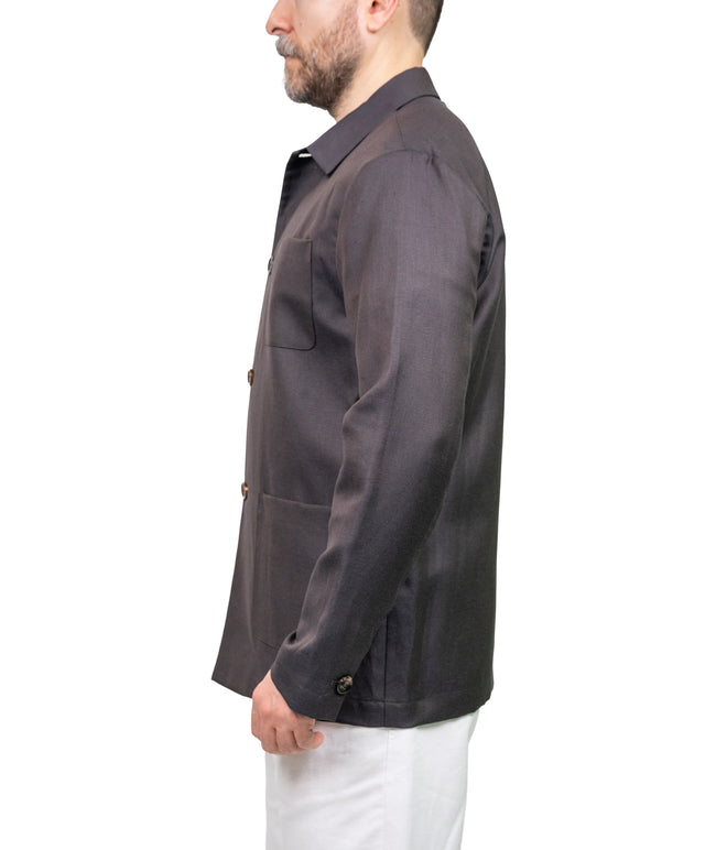 Moorer - Work Giacca lana lino marrone scuro coffee