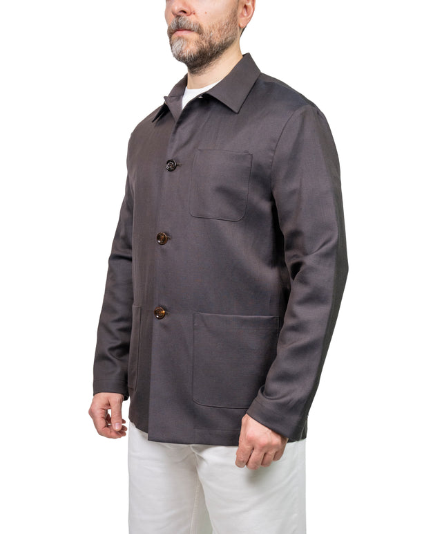 Moorer - Work Giacca lana lino marrone scuro coffee