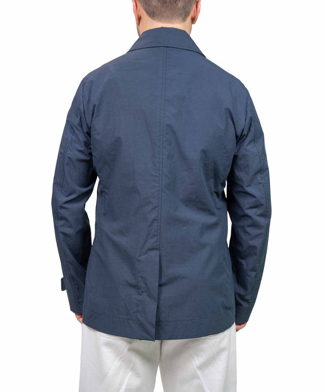 Moorer - Giacca doppiopetto blu lino e cotone