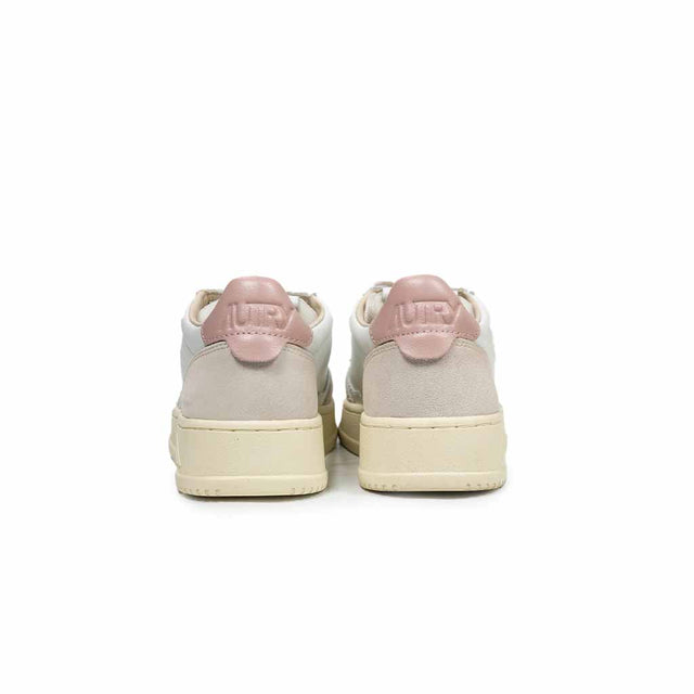 Sneakers Autry - Medalist low wom Leather Suede  Bianco e Rosa