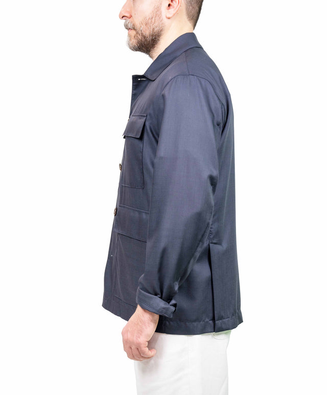 Montecore - Giacca field foulard lana blu