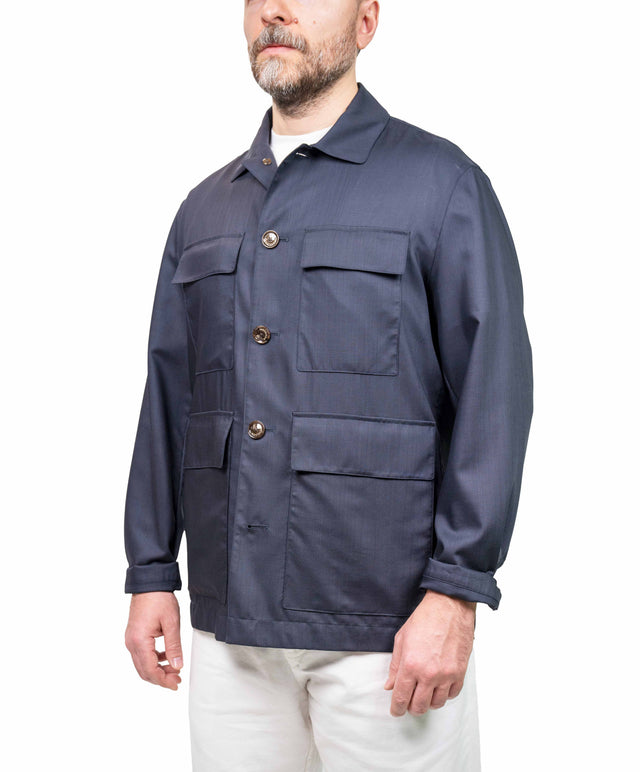 Montecore - Giacca field foulard lana blu