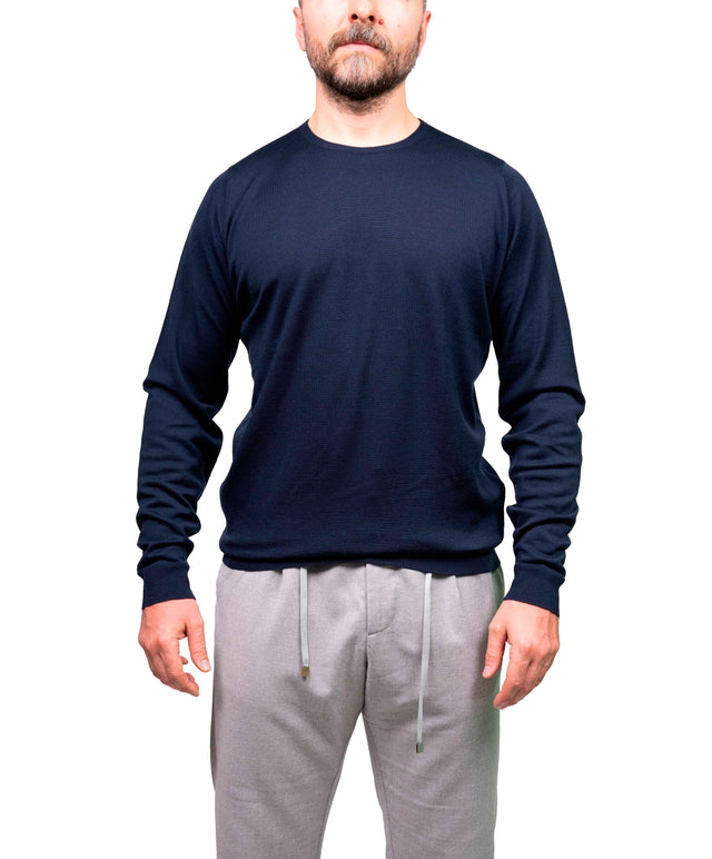 Girocollo manica lunga Lundy John Smedley - Blu
