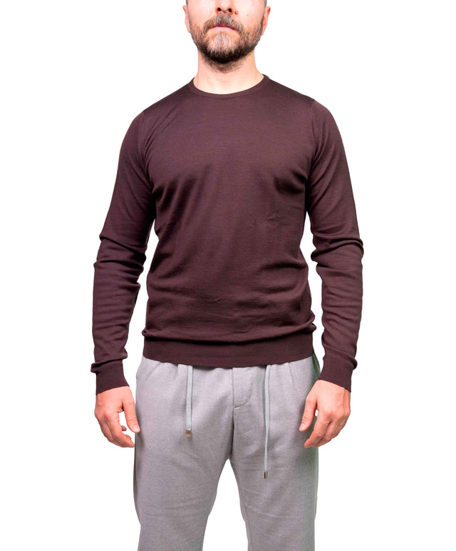 Girocollo manica lunga Lundy John Smedley - Marrone