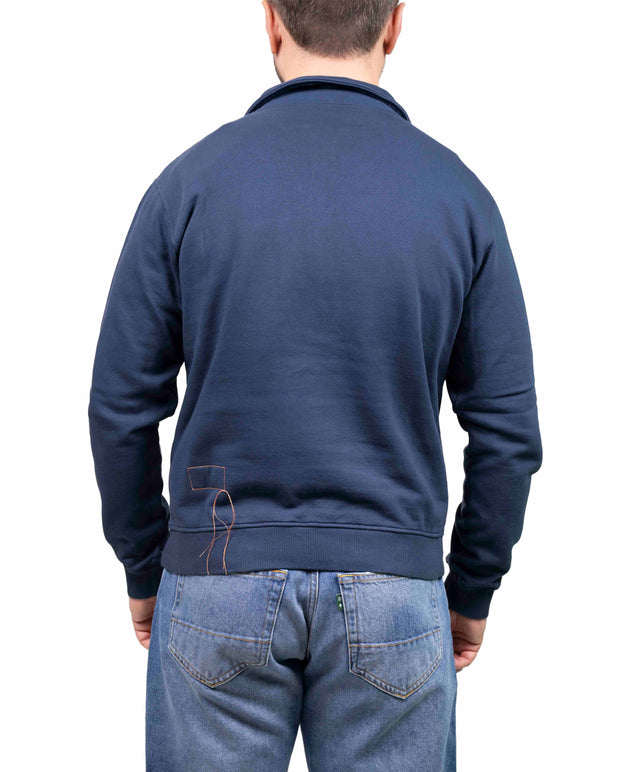 Fortela - Felpa mezza zip blu