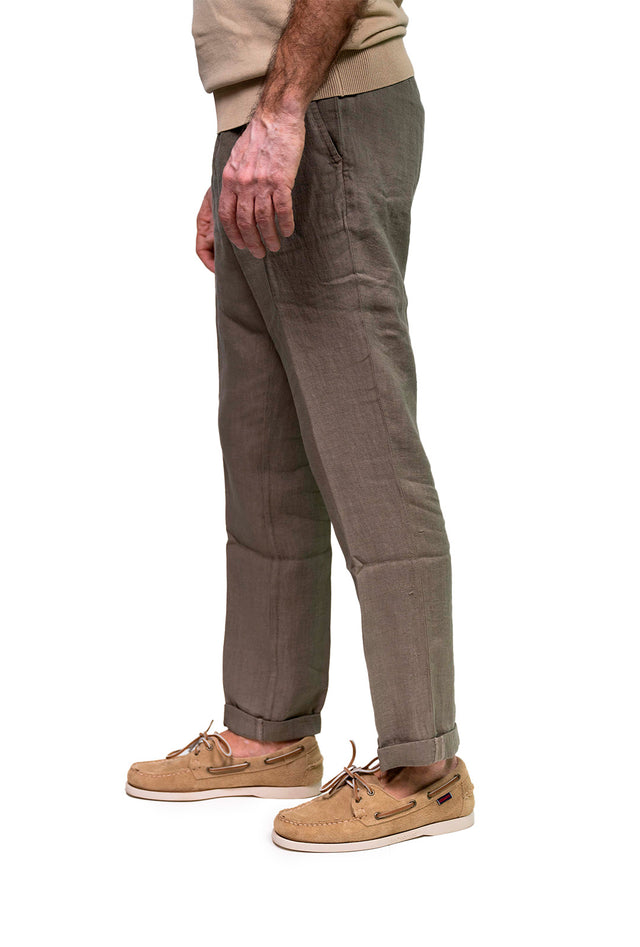Pantaloni di lino coach tabacco 40WEFT