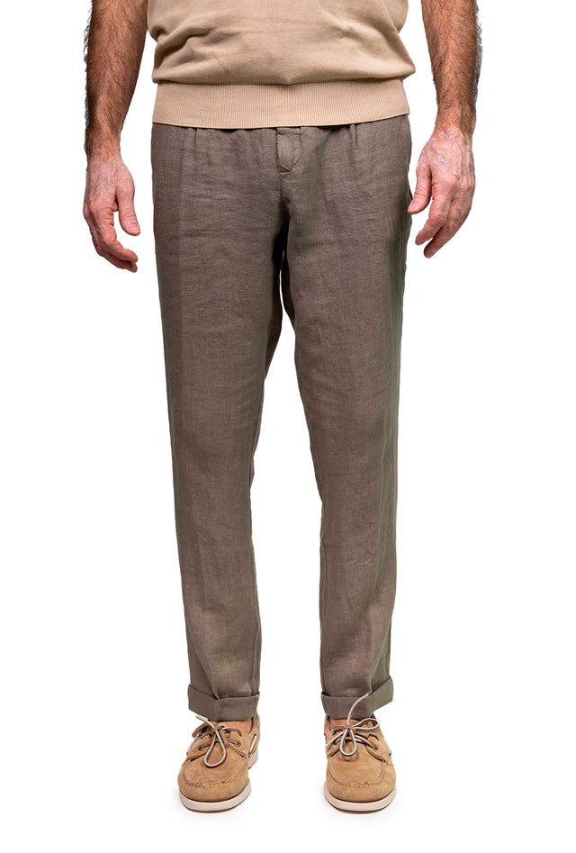 Pantaloni di lino coach tabacco 40WEFT