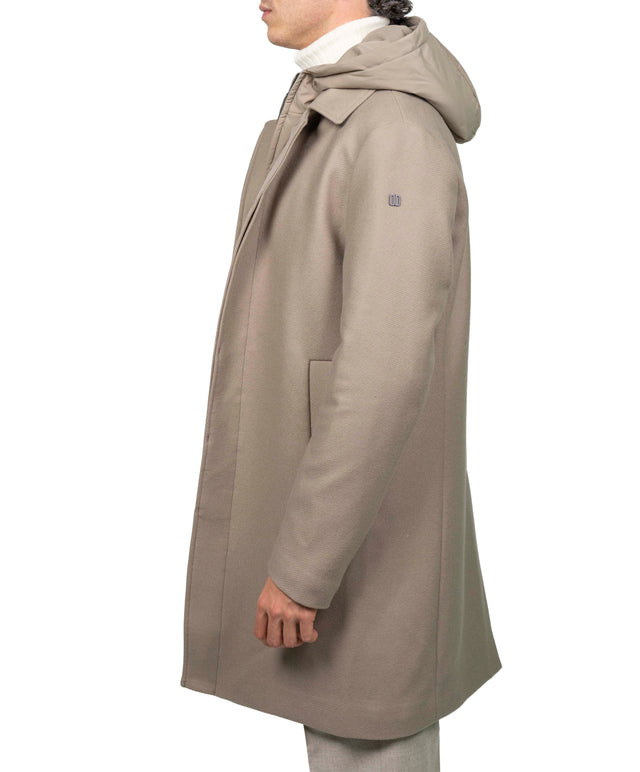 DUNO - CAPPOTTO LANA CAPPUCCIO BEIGE CH