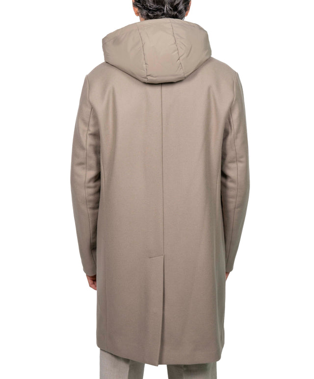 DUNO - CAPPOTTO LANA CAPPUCCIO BEIGE CH