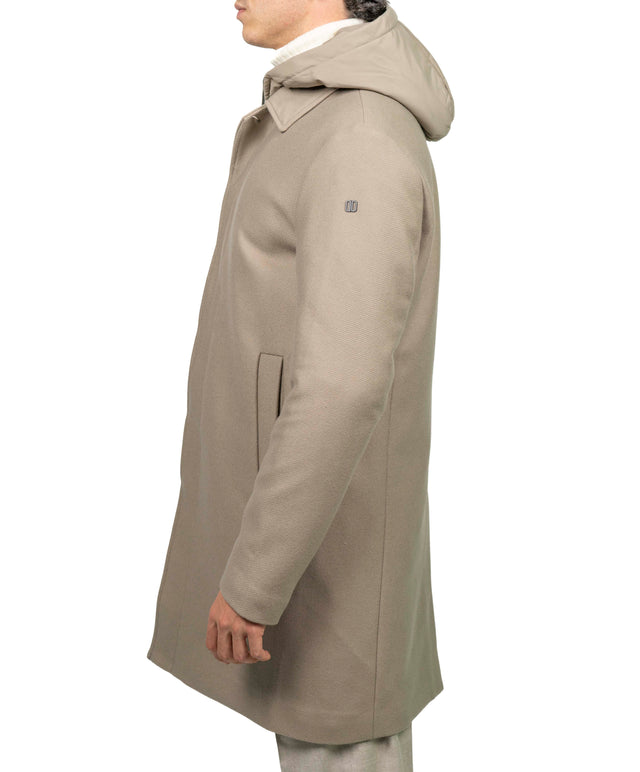 DUNO - CAPPOTTO LANA CAPPUCCIO BEIGE CH