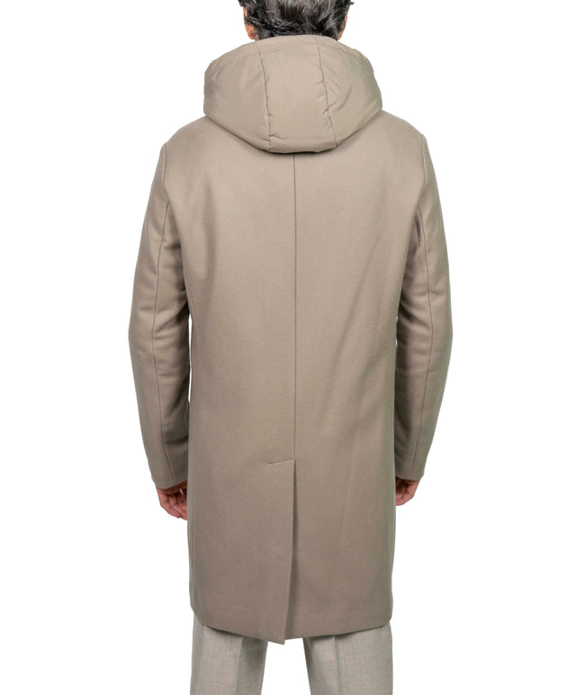 DUNO - CAPPOTTO LANA CAPPUCCIO BEIGE CH