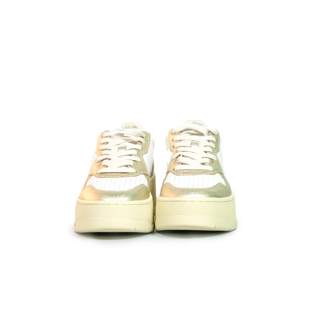 Sneakers Autry - Medalist Platform in pelle (bianca e metallizzata platino)