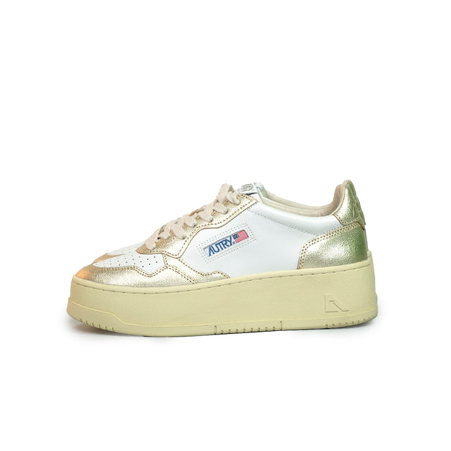 Sneakers Autry - Medalist Platform in pelle (bianca e metallizzata platino)