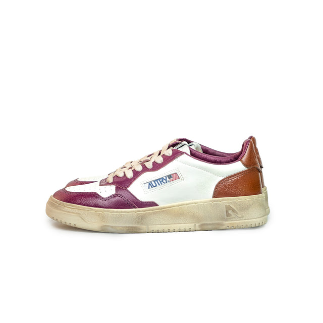 Sneakers Autry - Medalist Low Super Vintage in pelle  (bianco, viola e marrone)