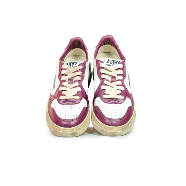 Sneakers Autry - Medalist Low Super Vintage in pelle  (bianco, viola e marrone)