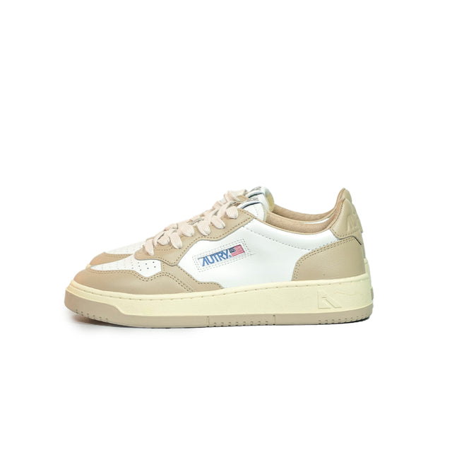 Sneakers Autry - Medalist Low Bicolor in pelle (bianco e pepper)