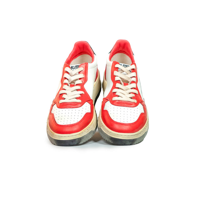 Sneakers Autry - Medalist Leather Low (bianco e rosso)