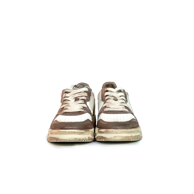 Sneakers Autry - Medalist Low Super Vintage in pelle  (bianco, marrone e miele)